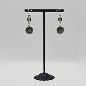 Lia Sophia Silver Filigree Medallion Earrings with Crystal Accents